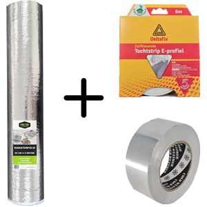 Radiatorfolie + Tape + Tochtstrip 6m - 50cm Ã— 5m - Incl. 10 meter Aluminiumtape - Verlaag je gasverbruik - Dubbele isolatie - 50cm Ã— 5m - 2.5mÂ² - Verduurzaampakket