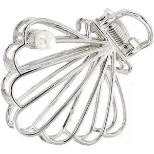 Emilie collection - haarklem - zilver - schelp - geometrisch metaal