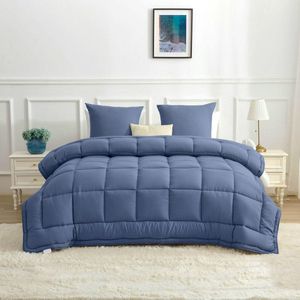 Wasbaar Dekbed - Petrol Blauw / Mastiek Beige - 140 x 200 - 1-persoons