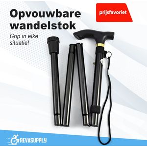 Revasupply™ - Opvouwbare wandelstok - Ergonomisch - Verstelbaar - Revalidatie - Hiken - Zwart - 82-92 cm