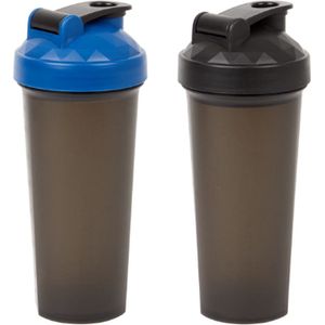 Brash - shakebeker - shakebeker 800 ml - 2 stuks shaker proteine - Shakebeker Zwart En Blauw