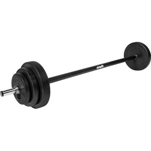 Hop-Sport Gietijzeren Halterset met Curlstang, Korte Halterstangen en Gewichten, 1 x Curlstang, 2 x Korte Halters, Set 37 kg, 57 kg of 77 kg Naar Keuze (77 kg Curl-en korte Halterstangen