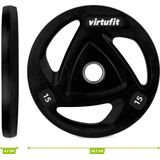 VirtuFit Olympische Rubberen Halterschijf - 15 kg - Ø 50 mm - Sport Gewicht - Bumper Plate met Handvatten - Gemaakt van Duurzaam Materiaal - Geschikt voor Fitness, CrossFit & Functional Training