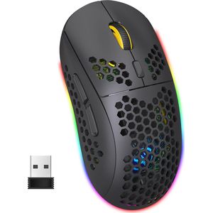 HXSJ - T90 - Draadloze Gaming Muis - Zwart - RGB Verlichting