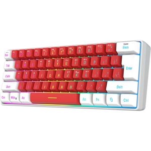 HXSJ V700 RGB Membraan bedrade gaming toetsenbord - 61 toetsen - Qwerty - Rood wit