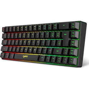 HXSJ V800 - Bedrade Gaming Toetsenbord - RGB - Mechanisch - QWERTY Toetsenborden - 68 Keys - Blue Switch - Zwart wit