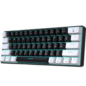 HXSJ V900 - Bedrade Gaming Toetsenbord - Mechanisch - RGB - Blue Switch - 61 Keys - QWERTY Toetsenborden - Zwart wit
