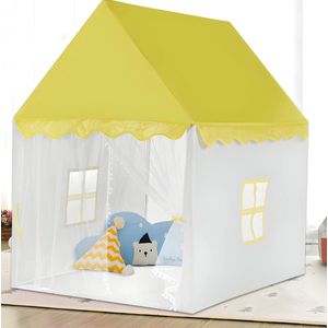 Gele Speeltent - Tent - Kindertent - Speelgoedtent voor Binnen en Buiten - Met Bodem