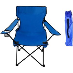 Campingstoel - Blauw - Vouwstoel - Vissersstoel - Viskrukje - Kampeerstoel - Klapstoel - Buiten - draaggewicht 100kg - Opvouwbare stoel