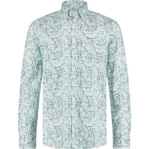 State of Art - Casual Overhemd - Wit en Blauw Geprint - Katoen