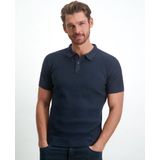 State of Art - Knitted Polo Navy - Regular-fit - Heren Poloshirt