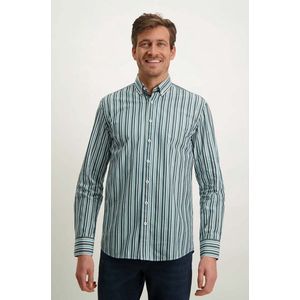State of Art - Overhemd - Groen Blauw Gestreept - Katoen - Wijde Fit