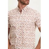 State of Art - Overhemd - Bruin - Katoen - Korte Mouw - Wijde Fit