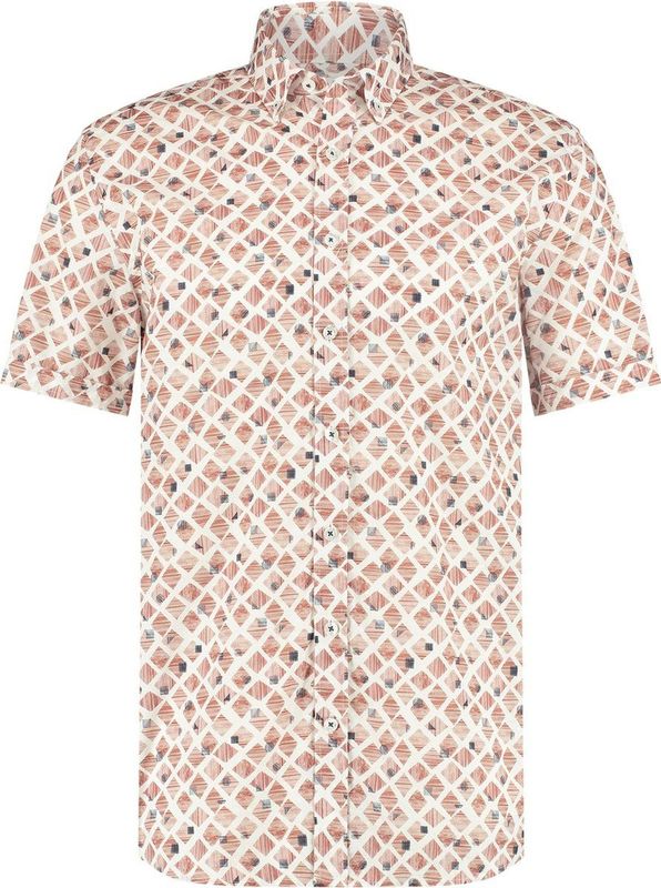 State of Art - Overhemd - Bruin - Katoen - Korte Mouw - Wijde Fit