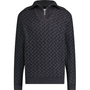 State Of Art Half Zip Trui Melange Navy - Heren