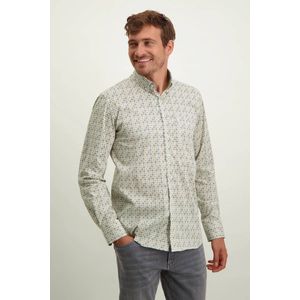 State of Art casual overhemd wijde fit geel geprint button-down boord