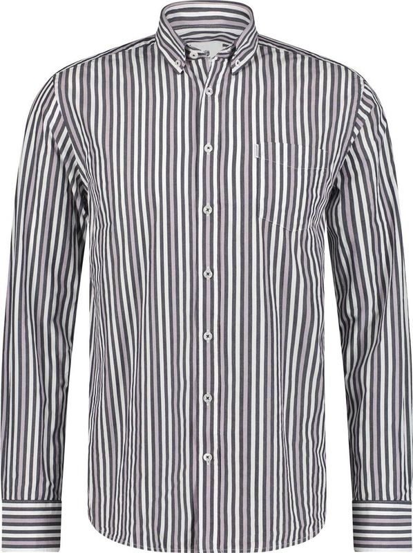 State of Art - Gestreept Casual Overhemd - Blauw - Katoen - Donkerblauw