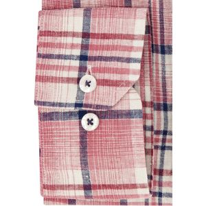 State of Art - Overhemd - Rood Geruit - Katoen/Linnen - Wijde Fit