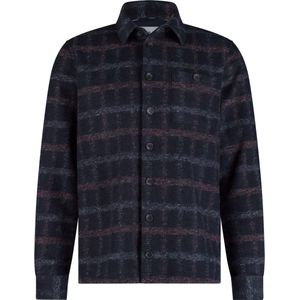 State Of Art Overshirt Wolblend Ruit Navy - Heren