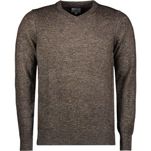 State of Art - Ronde Hals Pullover - Bruin Gemêleerd - Stretch - Wijde Fit
