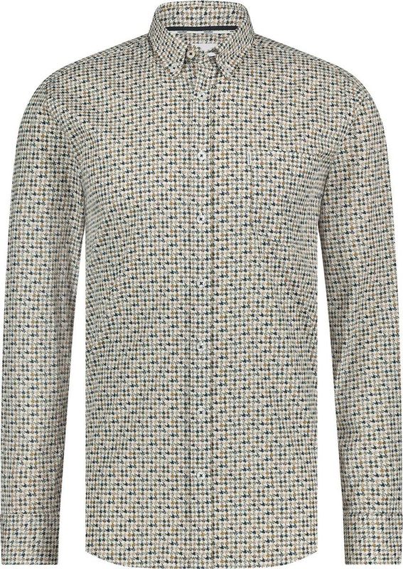 Longsleeve - Bruin - 97% Katoen 3% Elastaan - Geknoopt - Gestipt