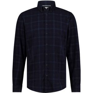 State of Art - Overhemd - Donkerblauw - Geruit - Katoen en Elastaan