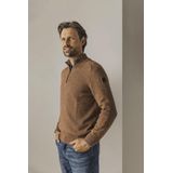 State Of Art Half Zip Trui Melange Camel Bruin - Heren - Pullovers