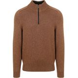 State Of Art Half Zip Trui Melange Camel Bruin - Heren - Pullovers