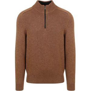 State Of Art Half Zip Trui Melange Camel Bruin - Heren - Pullovers