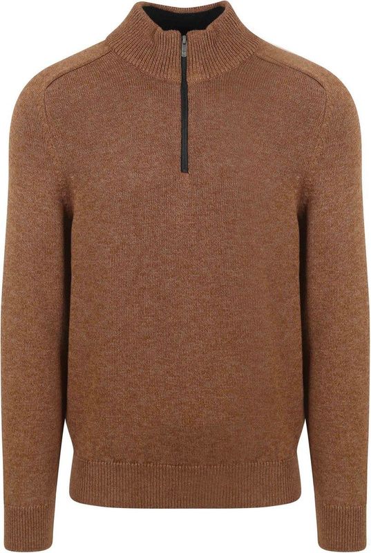 State Of Art Half Zip Trui Melange Camel Bruin - Heren - Pullovers
