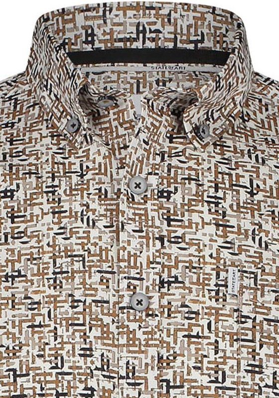 State of Art - Casual Overhemd - Bruin - Katoen/Stretch