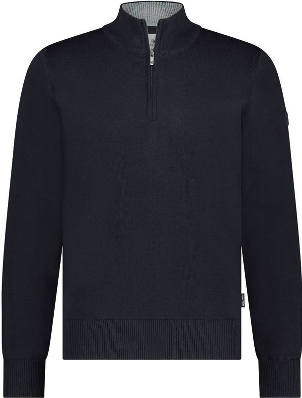 State Of Art Half Zip Trui Wol Blend Navy - Maat S - Heren - Pullovers