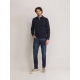 State of Art Heren vest blauw (Maat: S) - Effen - Halslijn: Opstaande kraag,