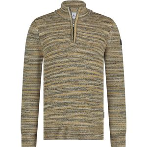 State Of Art Half Zip Trui Melange Geel - Heren - Pullovers