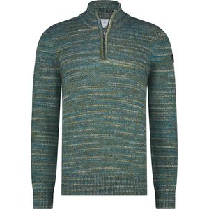 State Of Art Half Zip Trui Melange Groen - Heren - Pullovers