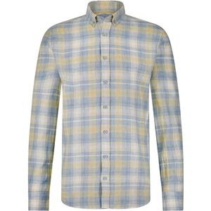 State of Art - Overhemd - Geel Blauw Ruitje - Linnen Katoen
