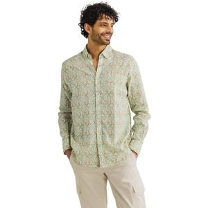State of Art overhemd groen botanische print linnen