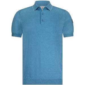 State of Art Polo - Poloshirt Knitted SS - Midden Blauw