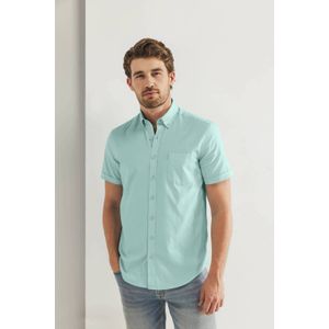 State of Art Overhemd Lichtblauw - Korte Mouwen, Katoen, Button-Down Kraag