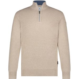 State of Art half zip trui beige gemeleerd wijde fit