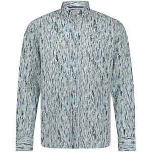 State of Art - Casual Overhemd - Blauw Geprint - Biologisch Katoen