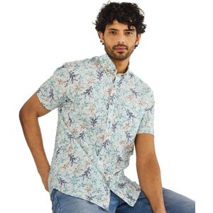 State of Art - Overhemd - Groen Geprint - Linnen