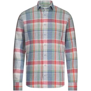 State of Art - Oxford Overhemd - Ruitpatroon - Lichtblauw - 50% Linnen 50% Katoen