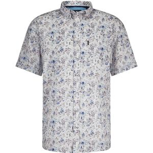 State Of Art Short Sleeve Poplin Hemd Beige Blau - Größe L