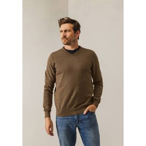 State of Art Heren trui bruin (Maat: S) - Effen - Halslijn: V-hals,