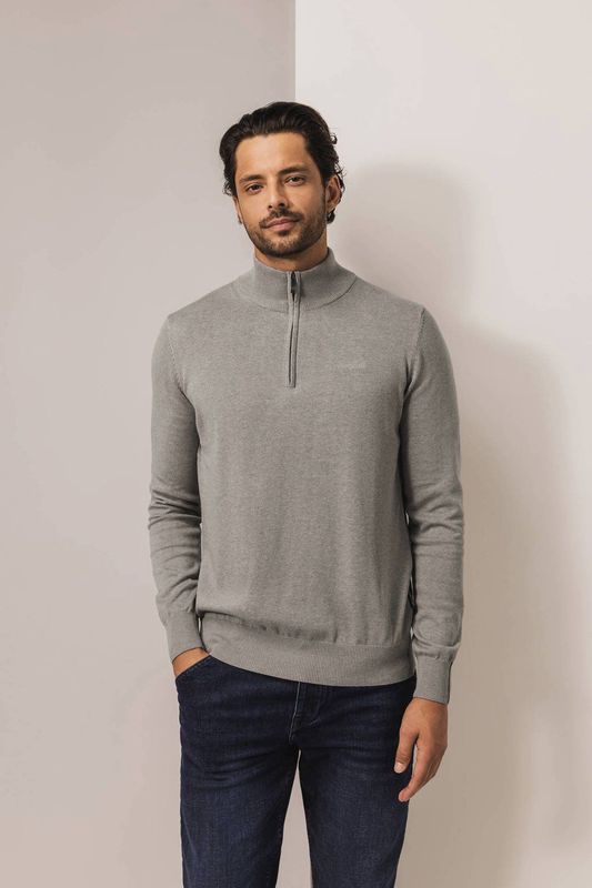 State of Art Trui met rits beige (Maat: S) - Mélange - Halslijn: Opstaande kraag met rits,