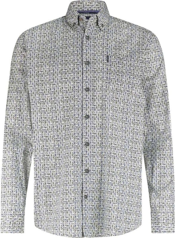 State Of Art - Overhemd - Blauw - Leafs - Casual