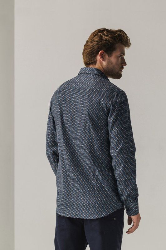 State of Art - Overhemd - Marine - Allover Print - Regular Fit