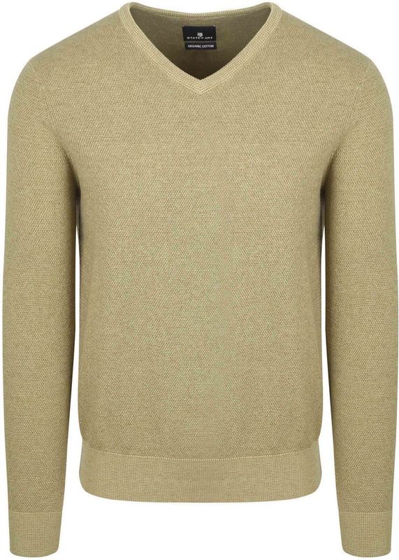 State Of Art - Trui Structure V-Neck - Groen - Heren - Pullovers