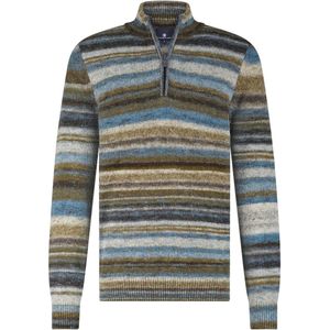 State of Art Trui met rits bruin (Maat: S) - Streep - Halslijn: Opstaande kraag met rits,